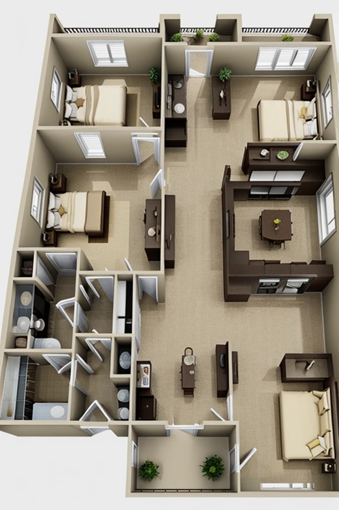 65 by 110 square feet house with 8 rooms plan