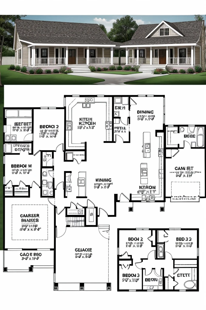 A simple house plan with 8 rooms