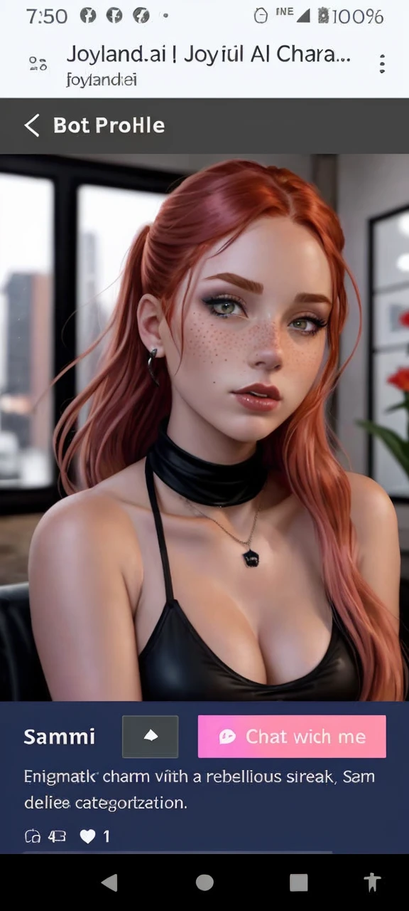 1 girl, solo , emo girl with red hair, freckles on her face,blush across her nose , tattoos , she's looking at the viewer with her bright blue eyes, full body viwe, she's wearing a pink baggy hoodie, a black Mimi skirt with chains hanging from sides of the mimi skirt, choker necklace, and thigh high black leather boots, background is of her standing inside a smokey bar.