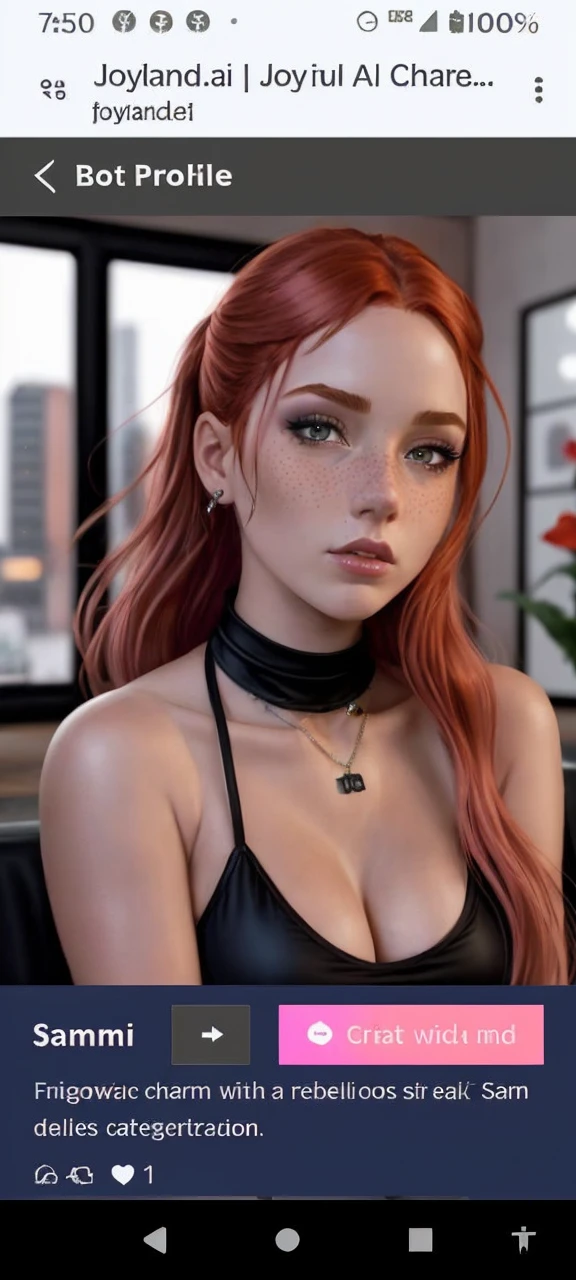 1 girl, solo , emo girl with red hair, freckles on her  face,blush across her nose , tattoos , she's looking at the viewer with her bright blue eyes, full body viwe, she's wearing a pink baggy hoodie, a black Mimi skirt with chains hanging from sides of the mimi skirt, choker necklace, and thigh high black leather boots, background is of her standing inside a smokey bar. 
