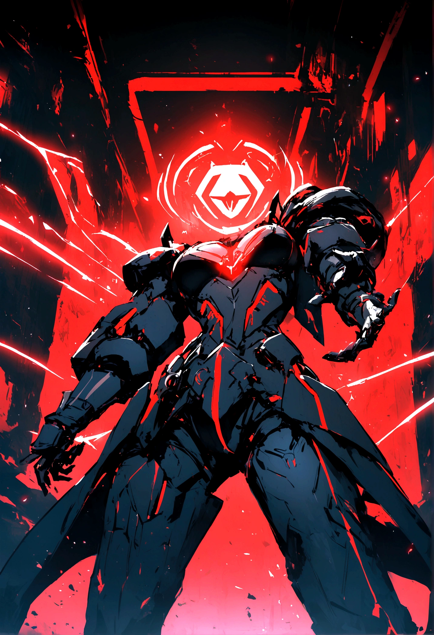 Draw a Red Bull,There are flares and bow ties, red demon cyberpunk symbols, Wallpaper phone, Red Biomechanics, fractal cyborg ninja background, red biomechanical details, gungrave, Magic machine, dark cyberpunk illustration, Detailed cover artwork, symetry!! portrait of cyborg, phone background, Just the art of dark metal music, Cover art, Official artwork