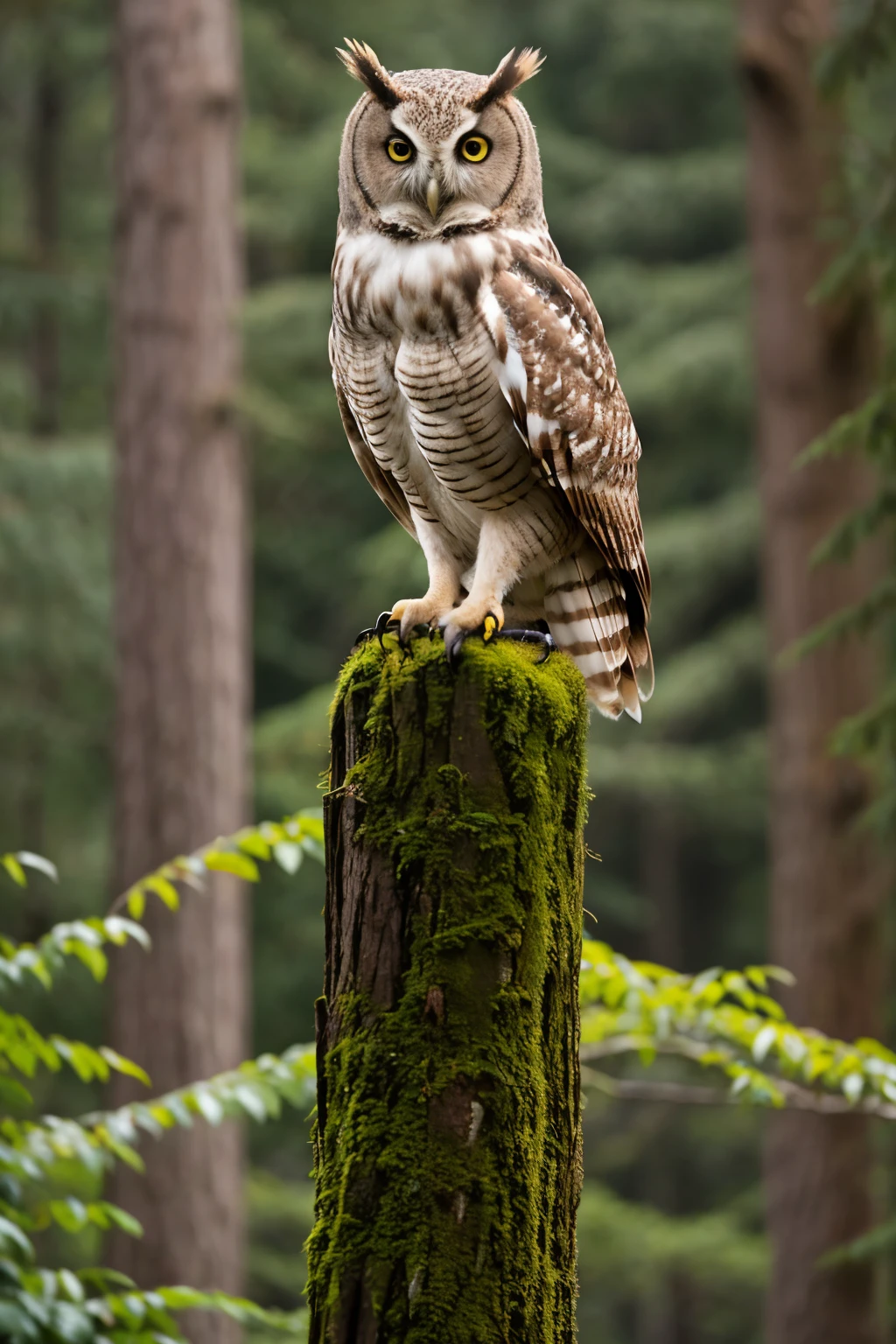 Image of an owl looking for a job in a forest for a girl