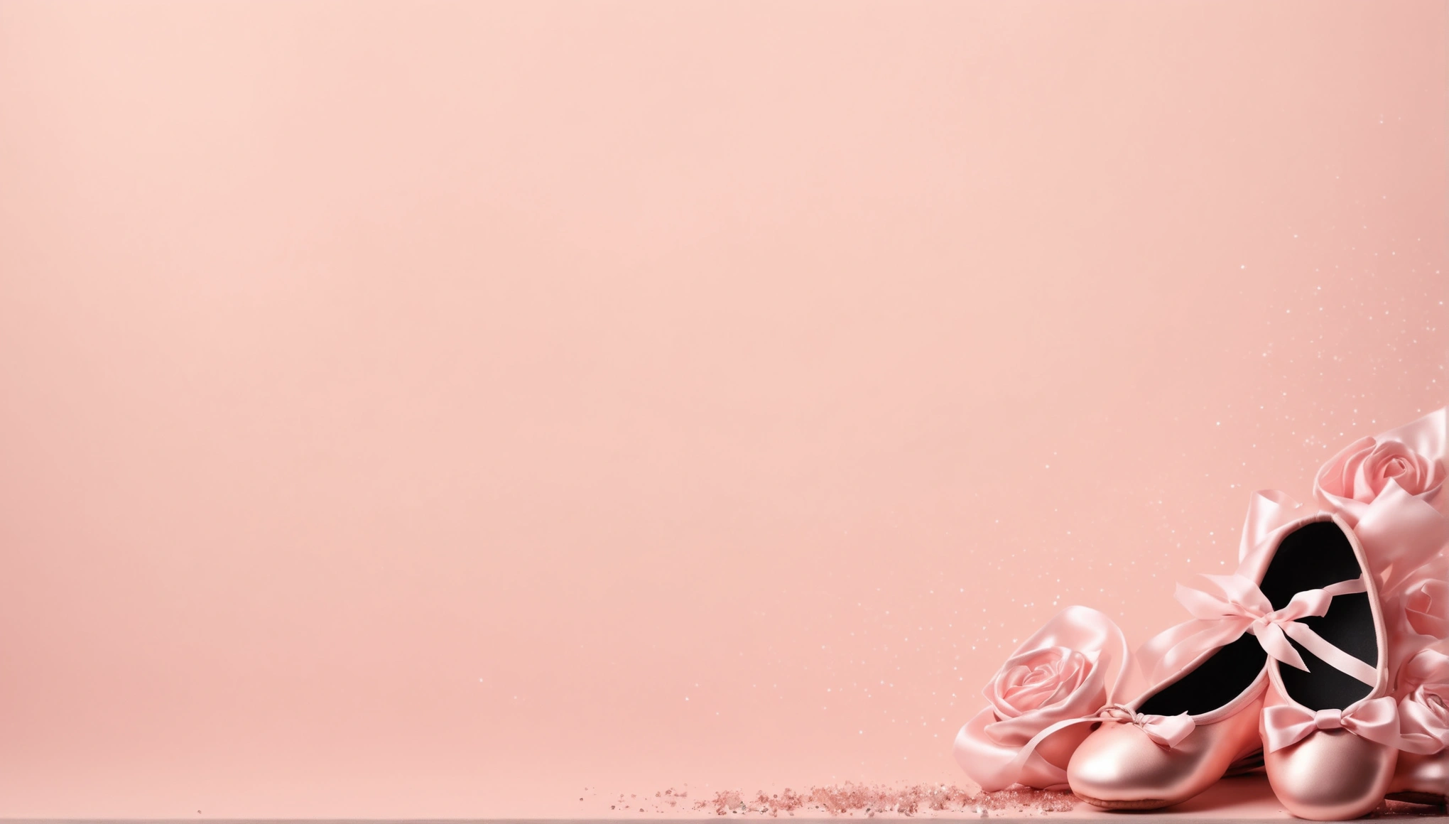 There is a pair of pink ballet shoes,There is a pink bow on it, Background Image, Pink background, Clean background, Rose gold, light Pink background, Empty background, Ribbon winding。Add some sparkle to the background。