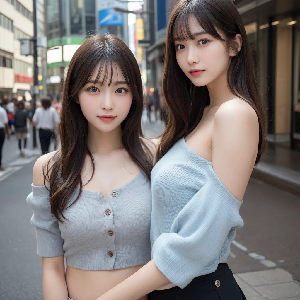 ((Ultra-high resolution, Highest quality, masterpiece: 1.2), (Realistic, photoRealistic: 1.37), Very detailed, (Shibuya Ward, Daytime, sunny: 1.2), Professional Lighting, Photon Mapping, Radio City, Physically Based Rendering, masterpiece, Rich details)
single japanese woman, 18-year-old, cute, big happy smile: 1.37, Shiny skin, Shiny Hair, (Beautiful Face, Beautiful Eyes, Clear Face, Detailed facial features), Detailed hand drawing, Extreme light and shadow, long, Wavy hairstyle with bangs covering the forehead. Her hair is light brown in cot has subtle highlights。, Add depth and dimension. The waves are gentle and natural, Frames the face gently and elegantly.
slim, The clavicle is visible, Medium chest, slightly plump chest: 1.37, Front view, Sexy pose, whole body, Under the skirt: 1.2. Woman wearing light blue clothes, She paired a one-shoulder crop top with a high-waisted black midi skirt.. The skirt has large buttons on the front、It's knee-length。 She also wears black high-top sneakers and a beige cap.。 The overall look is casual and trendy., A mix of streetwear and stylish elements。
(Bangs slightly above eyebrows: 0.8), One Woman, a character depicted with whole body accuracy, Realistic style, The correct number of arms and fingers.