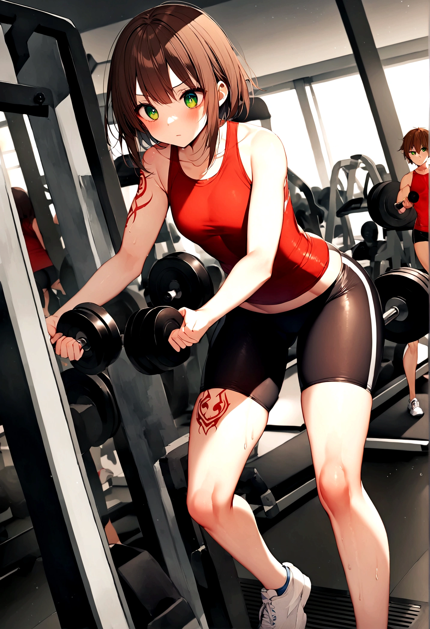Thong,Sports Bra,Punching Bag、araffe woman in a bikini posing At the gym with a punching bag, At the gym, gym's, sakimichan, Yoshitomo Nara, Beasts, healthy体, whole body!!!, healthy, Sexy pose, fit pic, Cottagecore!! Fitness Body, Tight fit