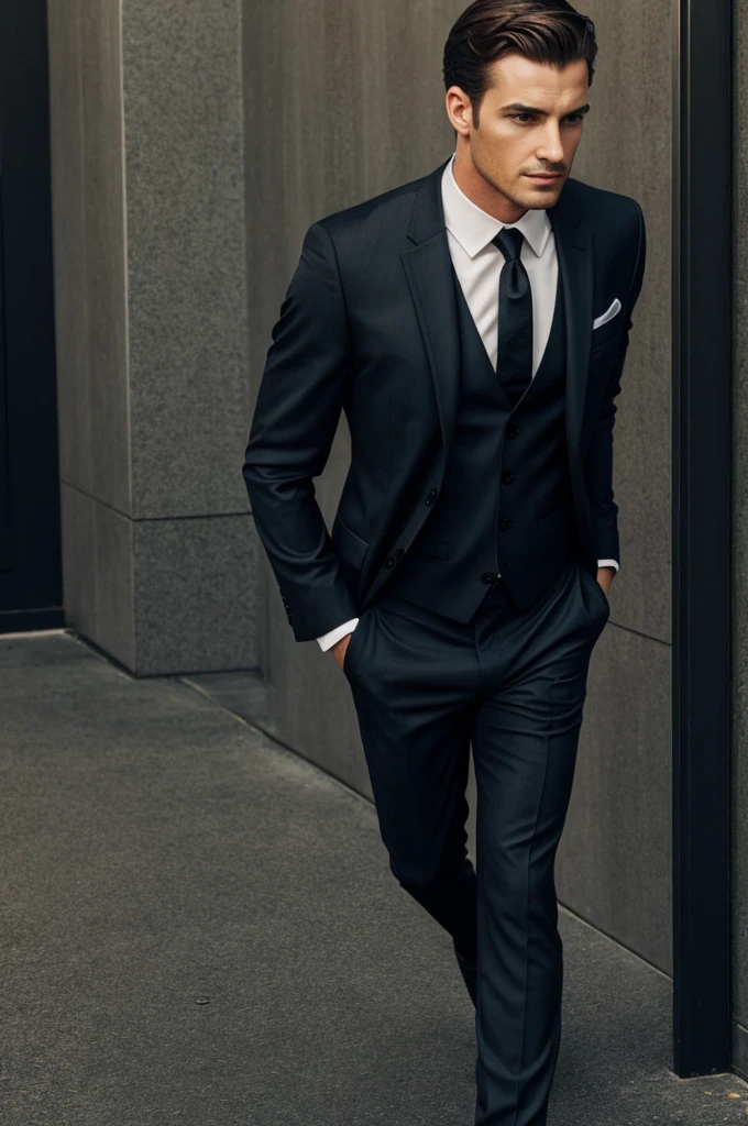 Man in suit showing his dark penis 