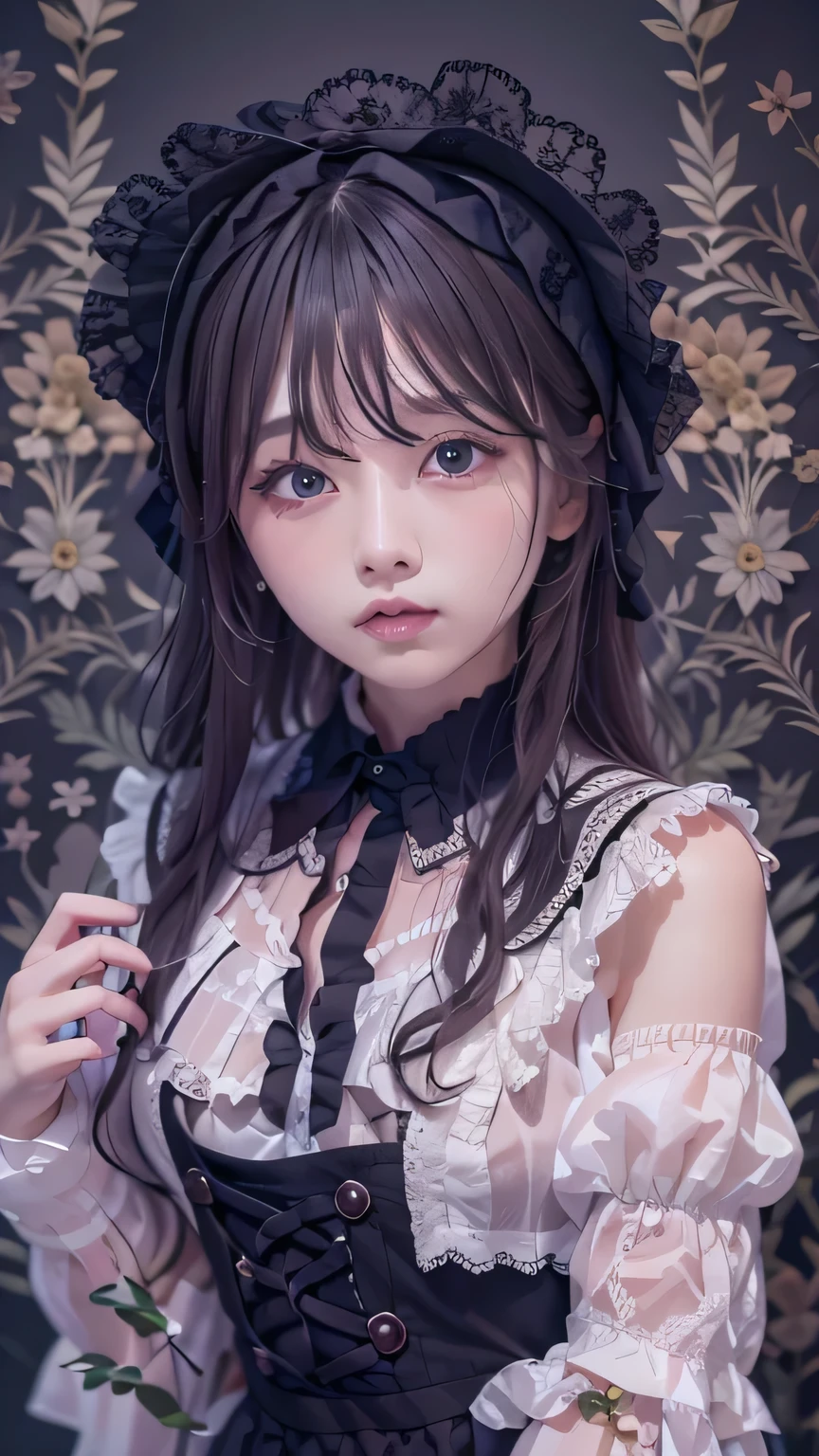 Gothic ta Makeup,Gothic Loli fragile girl,Dark color makeup,