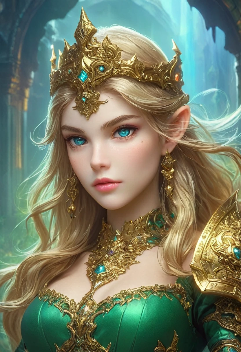 high details, best quality, 16k, [ultra detailed], masterpiece, best quality, (extremely detailed), full body, ultra wide shot, photorealistic, , fantasy art, dnd art, rpg art, realistic art, a wide angle, (((anatomically correct))) a wallpaper of an Princess Zelda, ready for battle with her mount (intense details, Masterpiece, best quality: 1.5),Princess Zelda (intense details, Masterpiece, best quality: 1.5), ultra detailed face, ultra feminine, fair skin, exquisite beauty, gold hair, long hair, wavy hair, small pointed ears, dynamic eyes color, wearing heavy mech armor, shinning metal, armed with elven sword, green meadows, blue skies background and some clouds background depth of field (intricate details, Masterpiece, best quality: 1.5), full body (intricate details, Masterpiece, best quality: 1.5), high details, best quality, highres, ultra wide angle, Mechanical Creatures