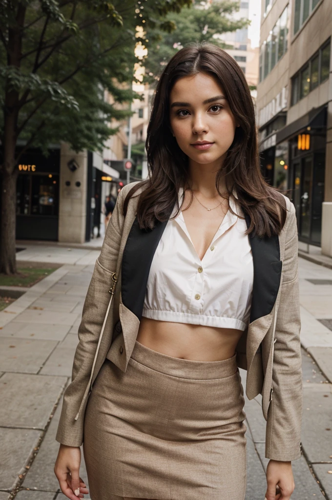 turn it into a professional headshot for my resume, make my outfit classy, outside enviroument