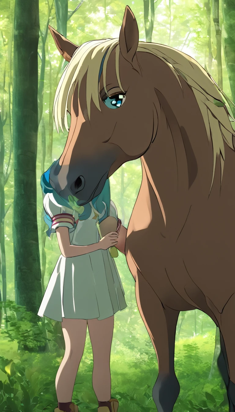 Anime.1 Girl. Lovely girl. . . Baby. Monster girl. Centaur. Clumsy. Blonde. Long hair. Blue eyes. Beautiful eyes. Perfect eyes. Expressive eyes. Ideal face. 12 years old. Small breasts. Flat chest. Ideal anatomical body. Nude body. The upper half of the body is human. Below the waist - horse. Horse body. Horse legs. Horse tails Cold. Runny nose. Snot flows from the nose. Wants to sneeze. I have to sneeze. Violent, desperate desire to sneeze. She is reading. Covers his nose with his hands. Jansai handkerchief. Blows his nose. Standing. Standing at full height. Standing in the forest. Standing in the middle of the forest. Beautiful character design. Shiny skin. Full body. nsfw. Scat. Official art. Extremely detailed CG Unity 8k wallpaper. Ideal lighting. Ultra high resolution 4K. Super detailed 8K. A high resolution.