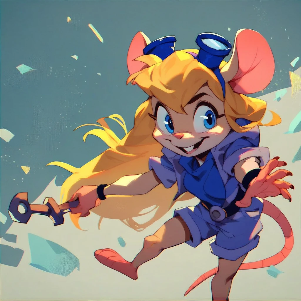 score_9, score_8_up, score_7_up, score_6_up, score_5_up, score_4_up, anthro mouse gadget hackwrench, blonde hair