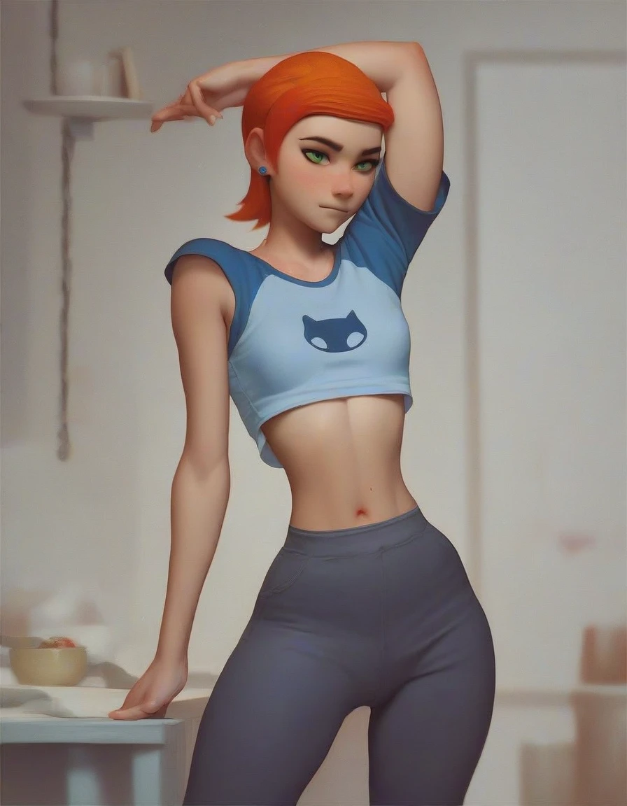 score_9, score_8_up, score_7_up, score_6_up, score_5_up, score_4_up, source_cartoon, gwen tennyson from ben 10, , small breasts, narrow waist, nice ass, 