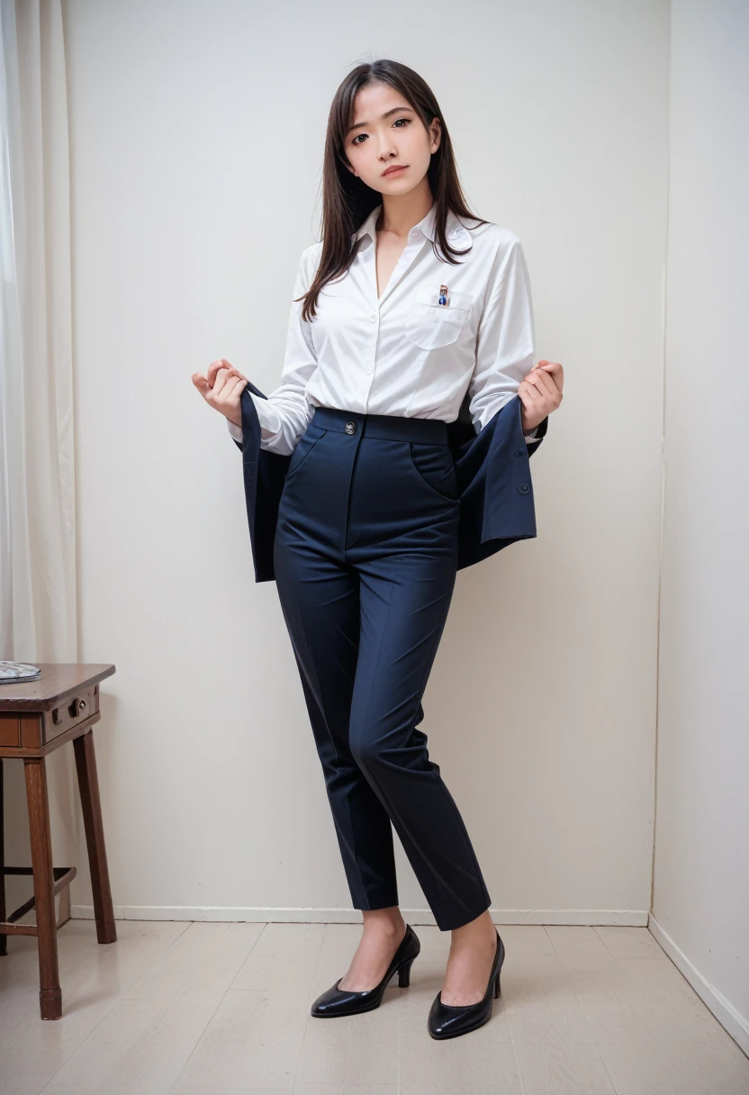 8k, raw photo, best quality, masterpiece, realistic, photo realistic, clear, professional lighting, beautiful face, best quality,ultra high res, realistic japanese beautiful, Super detailed, 1girl,full body, undressing