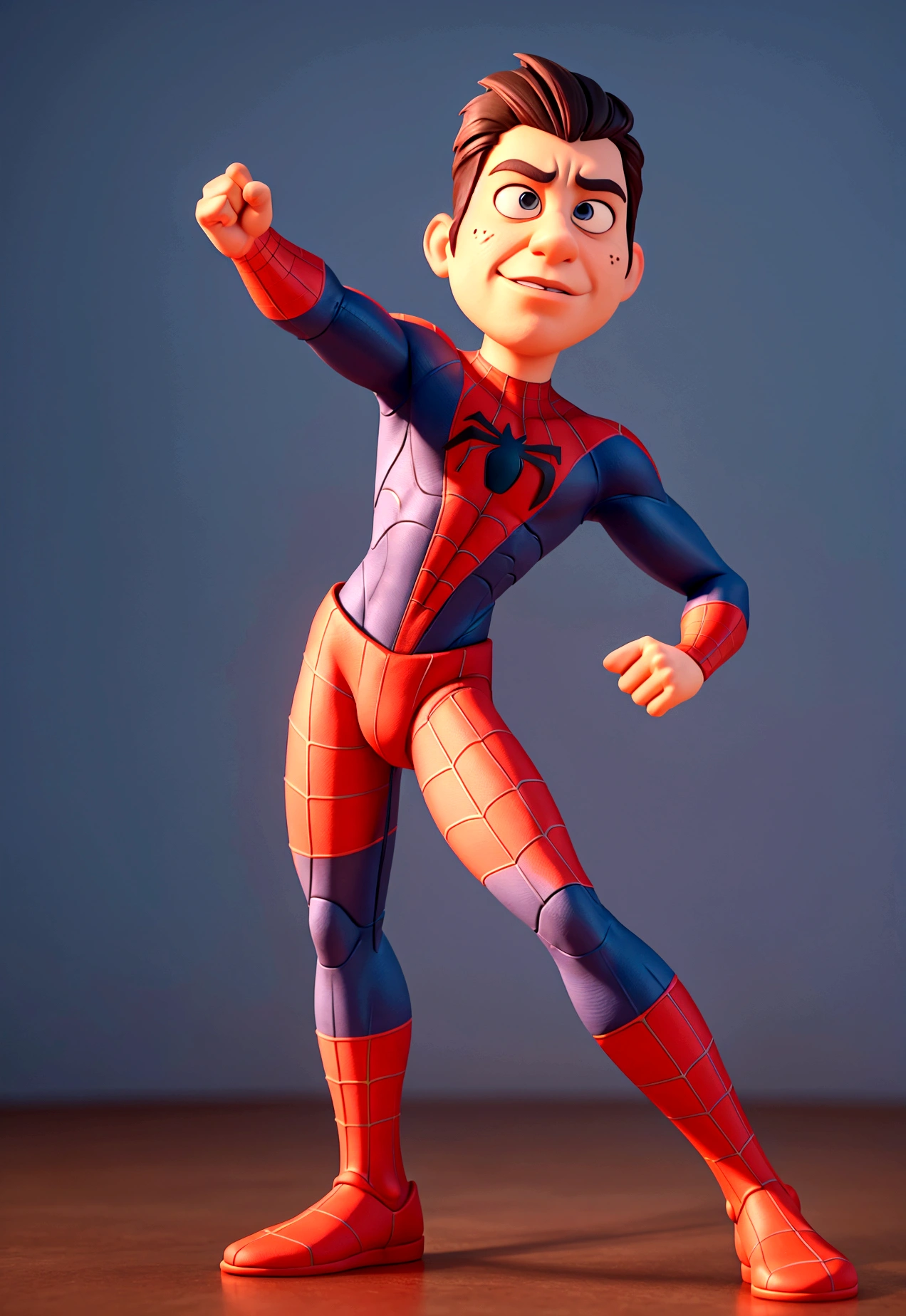 Cartoon character of a boy in spiderman superhero outfit , an animated character, stylized character, animation style rendering, 3d stylized, Arnold Maya rendering, Stylized 3D rendering, toon render screenshot, 3d character, 3d character, Stylized 3D rendering, 3D character rendering, cartoon character, Personagem de close up, character posing, (Pixar-style) (master part:1.2) (bokeh) (best qualityer) (skin detailed) (detailed texture) (8K) (Argilla) (cinematic lighting) (sharp focus