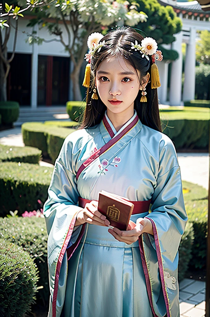 Allafed Asian girls reading in the garden, Chinese girl, Young Asian, palace , a girl in Hanfu, adorable , adorable young girl, Chinese tradition, traditional Chinese clothing, wearing ancient Chinese clothing, Ruan Jia Beautiful!, Chinese style, Asian, young girl, korean girl, Nice , China Princess, SMALL SHY SMILE, NSFW