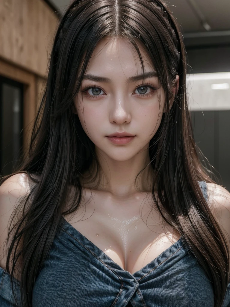 (8K, Photorealistic, RAW photograph, Superior image quality: 1.4), mature woman、chest neckline:1.2、super detailed face、Eye of detail、double eyelid、Bring your chest together、sharp focus:1.2、beautfull woman:1.4、chestnut hair、maximum quality、Masterpiece artwork、超High resolution、Highly detailed and professional lighting smile、Loose and light knits、Shoulder out、苗条、serious facial expression、long hair 、Fatal position, piercing look, very sexy, dangerous look, slanted eyes, linda, (Best quality, 8K, Masterpiece :1.3), (realistic, photorealistic: 1.37), (1girl), (Pretty woman in her 20s), (slim), (emphasizing slender abs :1.3), (Japanese), (loose white shirt, tight jean shorts that accentuate her big buttocks), (random pose), (wet body), (long hair, random hairstyle), (large breasts :1.3), (outdoors), (Ultra-detailed face), (Detailed eyes), (Double eyelids), (eyeshadow intensifying), (many eyelashes), (long legs), (professional lighting), (photon mapping), (radiosity), (looking directly at viewer)