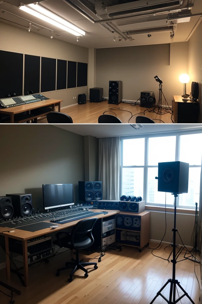 Recording room lots of studio lighting