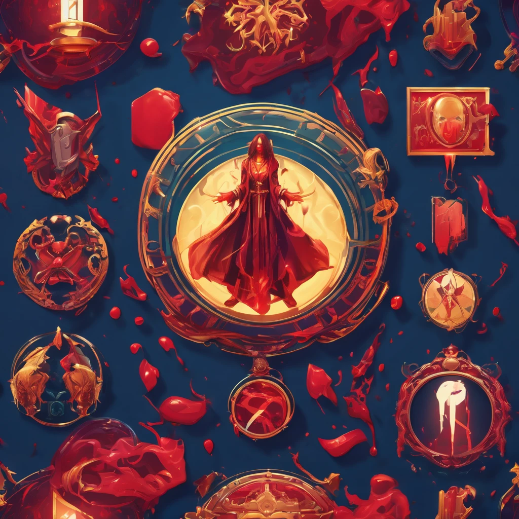 icons, blood levitating on a character's hand