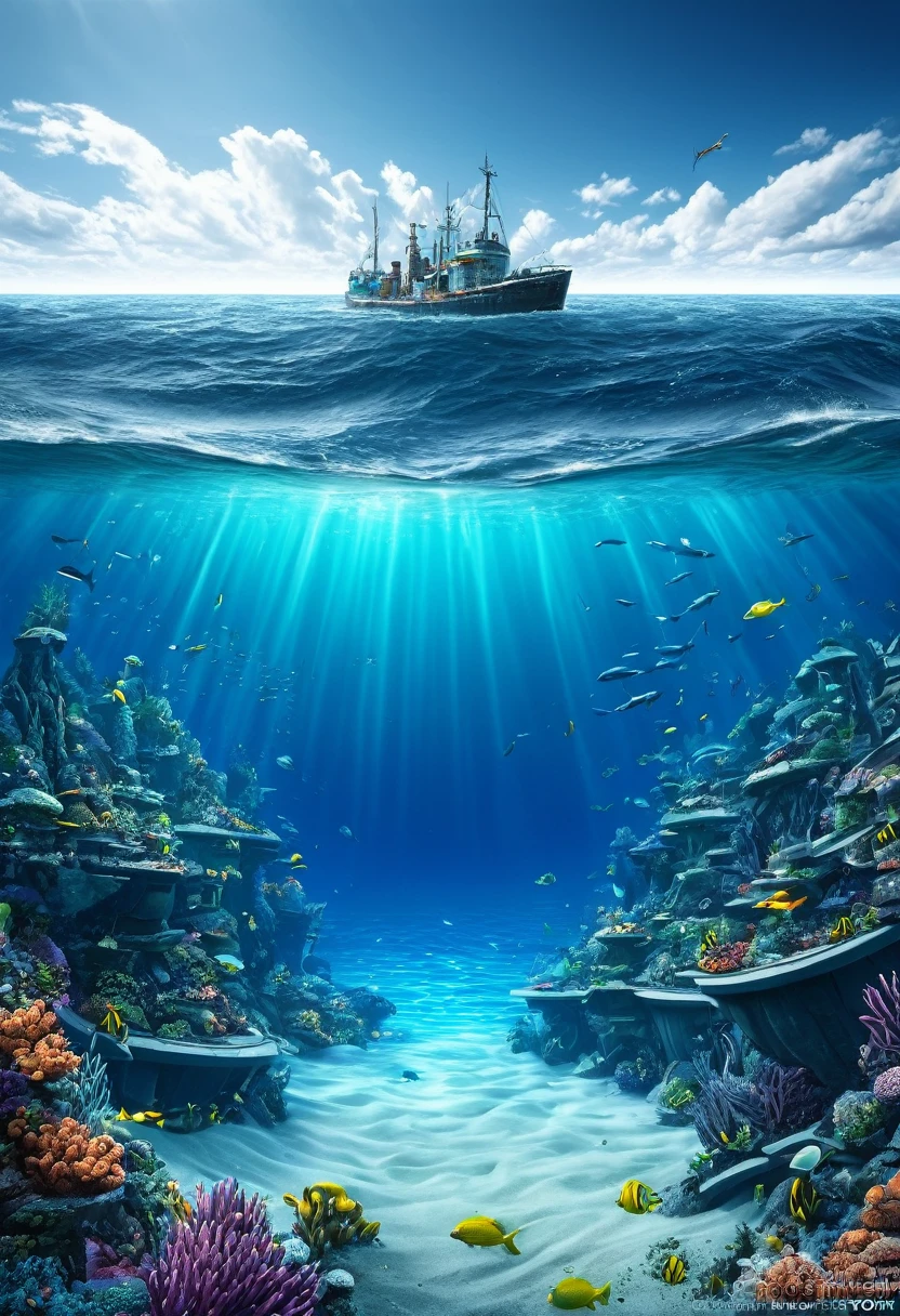 The end of the world with a sea under the sea due to climate change and climate change, concept art, artstation trending, award winning, photorealistic, hyper detailed