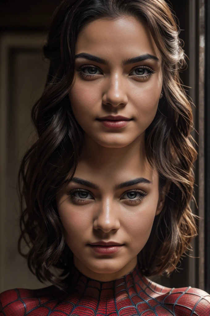Spiderman photo, without masks, 20s, Beautiful, detailed face, looking at the camera, portrait, 8k contract, high quality