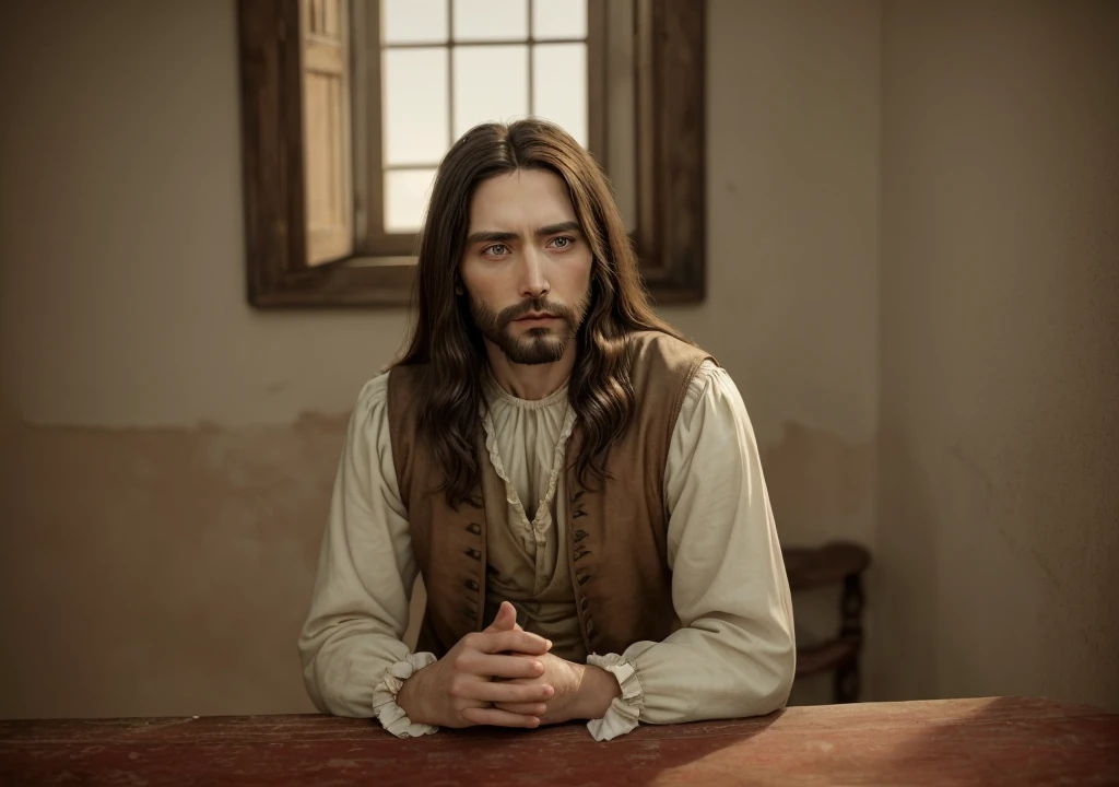 jesus, sitting in period clothes