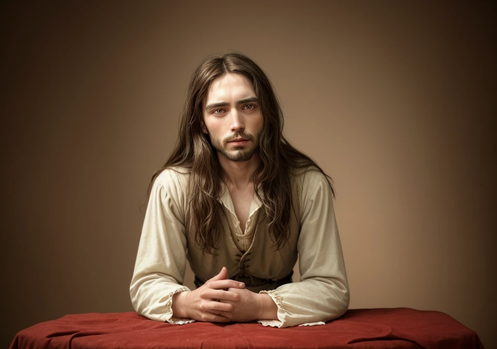 jesus, sitting in period clothes