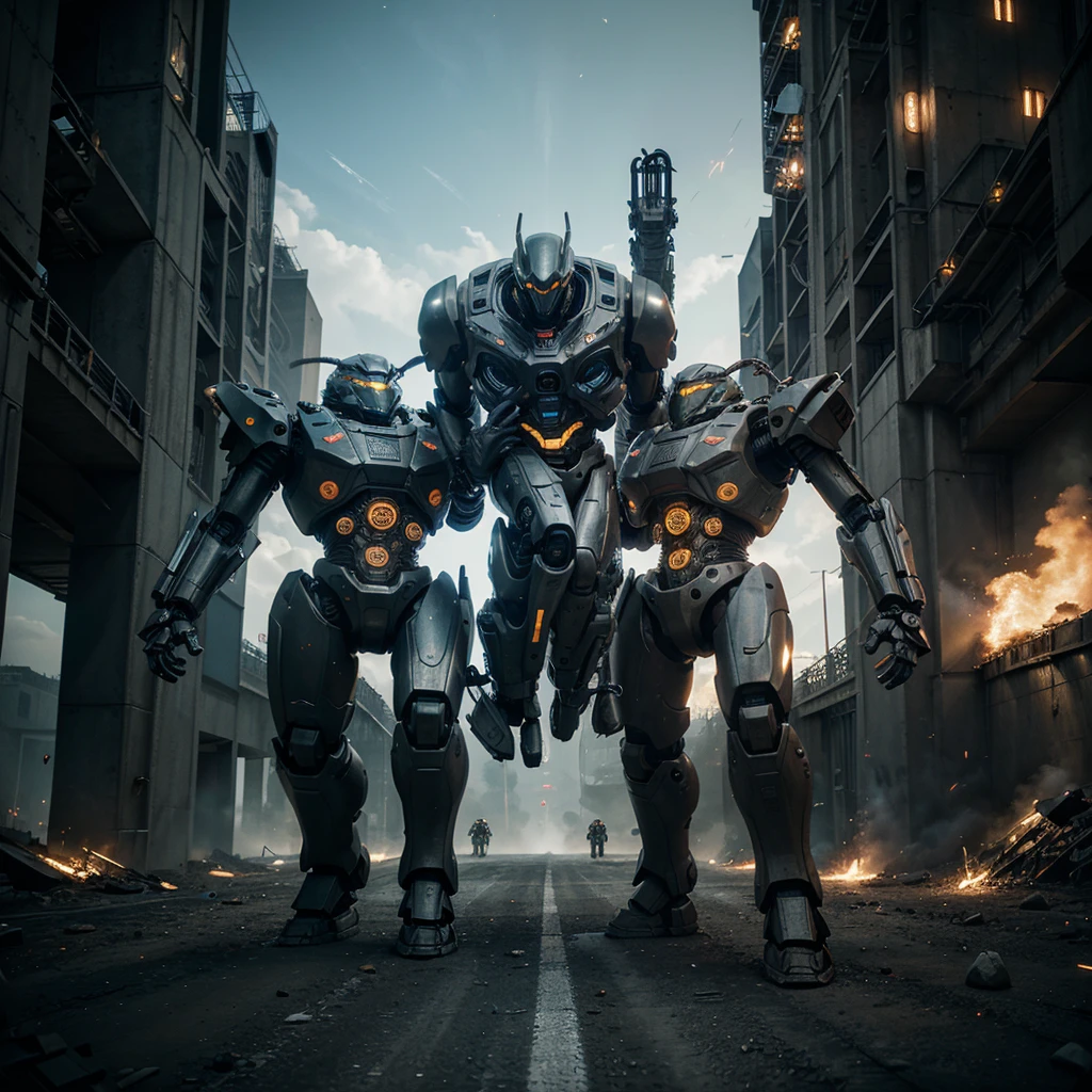 a giant bipedal combat mech with two human pilots, fighting against alien monsters, highly detailed, cinematic, dramatic, epic, dynamic, 8k, hyper-realistic, unreal engine, volumetric lighting, cinematic camera angles, complex machinery, complex technology, futuristic, sci-fi, mechanical, intricate details, gritty, dark, moody, dramatic lighting, glowing displays, dynamic poses, mechanical parts, complex joints, metal textures, advanced weaponry, alien environments, alien landscapes, extraterrestrial creatures, intense action, detailed mechanical designs, dynamic camera angles