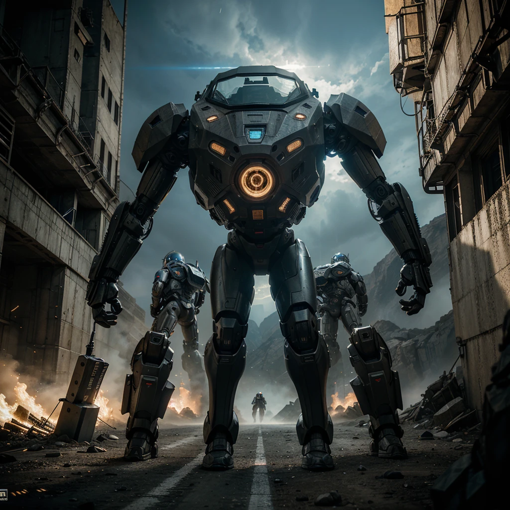 a giant bipedal combat mech with two human pilots, fighting against alien monsters, highly detailed, cinematic, dramatic, epic, dynamic, 8k, hyper-realistic, unreal engine, volumetric lighting, cinematic camera angles, complex machinery, complex technology, futuristic, sci-fi, mechanical, intricate details, gritty, dark, moody, dramatic lighting, glowing displays, dynamic poses, mechanical parts, complex joints, metal textures, advanced weaponry, alien environments, alien landscapes, extraterrestrial creatures, intense action, detailed mechanical designs, dynamic camera angles
