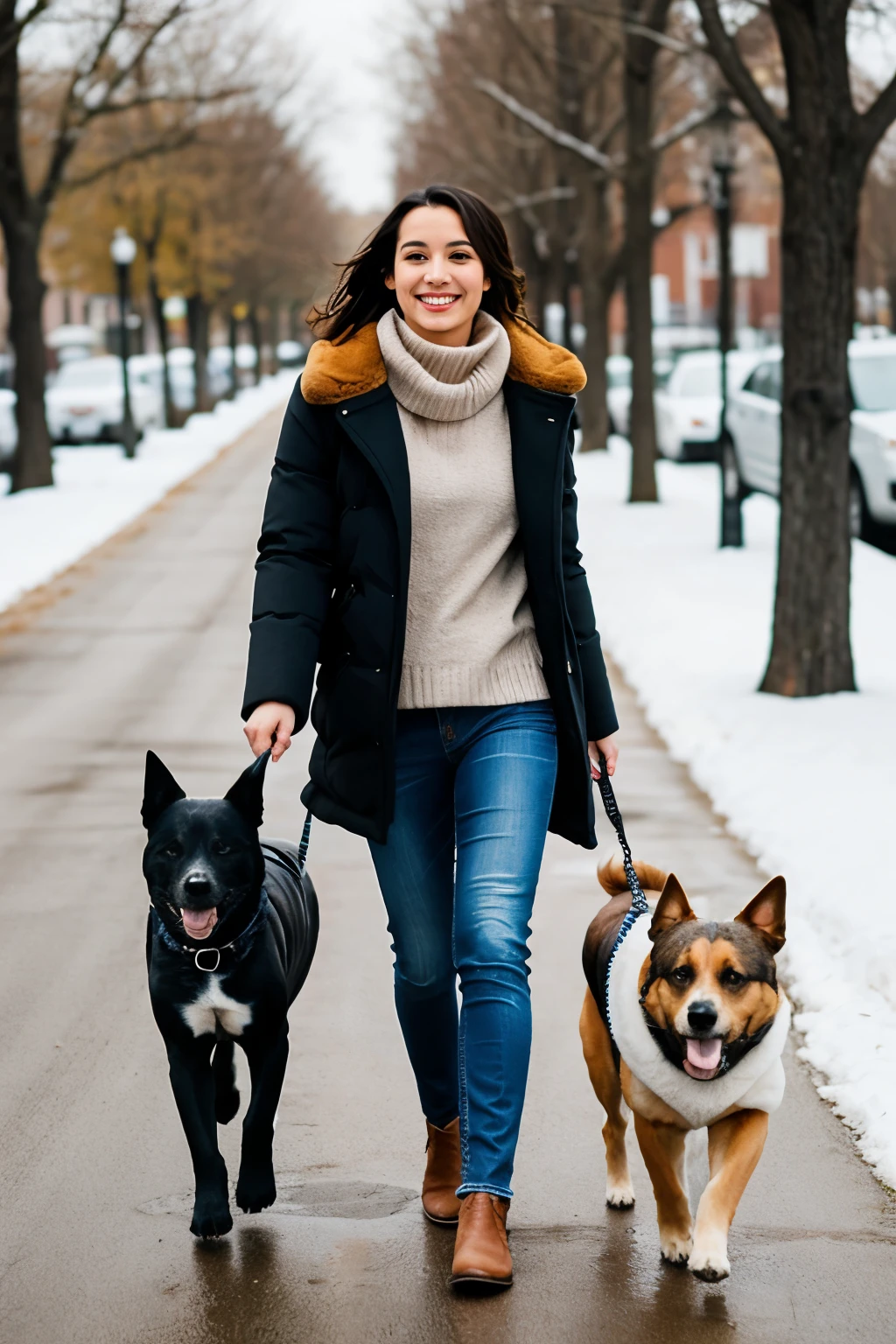 several dogs with warm coats