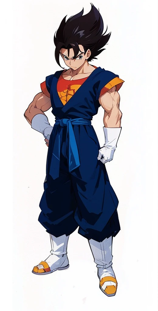 In Yusuke Murata style, Hold the pose, but draw with flat colors, cel shading, limited color palette and simplified lighting. The body must be muscular and athletic.