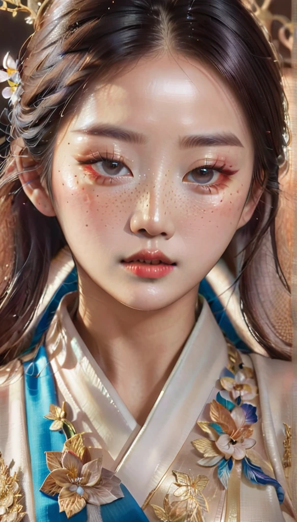 

A captivating hyperrealistic 3D illustration featuring a beautiful Korean woman who has been transformed into a symbol of the human spirit. Her delicate features and expressive eyes convey a deep emotional intensity and a sense of inner strength. The artist's remarkable attention to detail is evident in every texture and brushstroke, creating a masterpiece that truly showcases the artist's skill. The soft, muted color palette enhances the intricacy and depth of the drawing, immersing the viewer in a world of mysticism and introspection. This 32k hyperrealistic 3D rendering serves as a thought-provoking exploration of humanity, transformation, and the boundless potential of artistic expression., 3d 