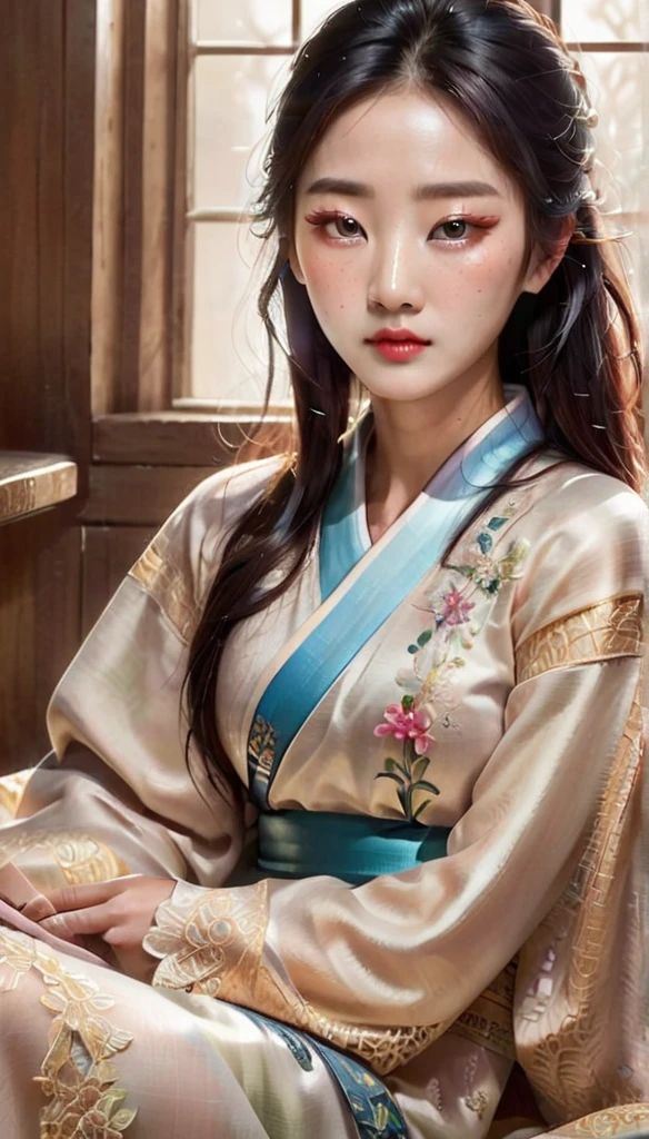 

A captivating hyperrealistic 3D illustration featuring a beautiful Korean woman who has been transformed into a symbol of the human spirit. Her delicate features and expressive eyes convey a deep emotional intensity and a sense of inner strength. The artist's remarkable attention to detail is evident in every texture and brushstroke, creating a masterpiece that truly showcases the artist's skill. The soft, muted color palette enhances the intricacy and depth of the drawing, immersing the viewer in a world of mysticism and introspection. This 32k hyperrealistic 3D rendering serves as a thought-provoking exploration of humanity, transformation, and the boundless potential of artistic expression., 3d 