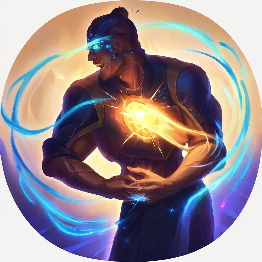 icon of person shaking in pain with dark blue sparkles around him, while writhing in pain. the magic is called tremor