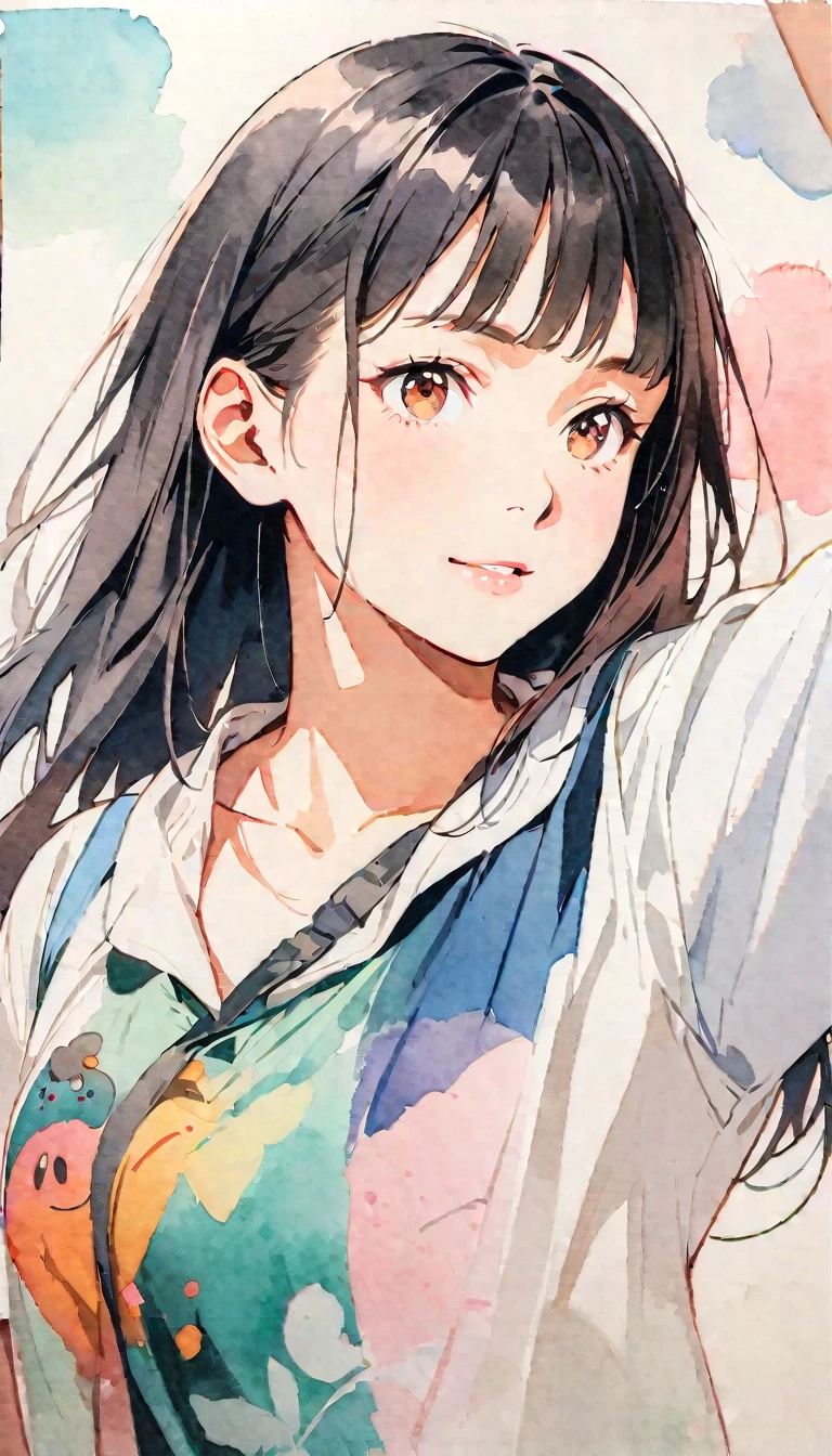 (8K, best quality, masterpiece)，watercolor (medium), 1girl, {Practical, original photo, Ultra-fine transparent, image, (Influenced by Yoshitaka Amano&#39;s style:1.6)}, Practical Light, Delicate skin, (Beautiful slim woman, 25 years old, Court Knight:1.5), Thin legs, Fine particles, Long white hair, Detailed fingers, Thin, ??????? expression, Dynamic and sexy pose, (Huge breasts:1.4), (Long skirt, Long red cape, boots:1.2),(Arcadia, Flower Storm, Many flowers:1.8), Unobscured，Beautiful scenery, (Flowers, Wind and Moon:1.5).