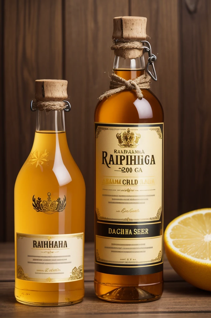 create for me the label for a 250ml bottle of cachaca with the predominant color gold and the name Rainha da Serra