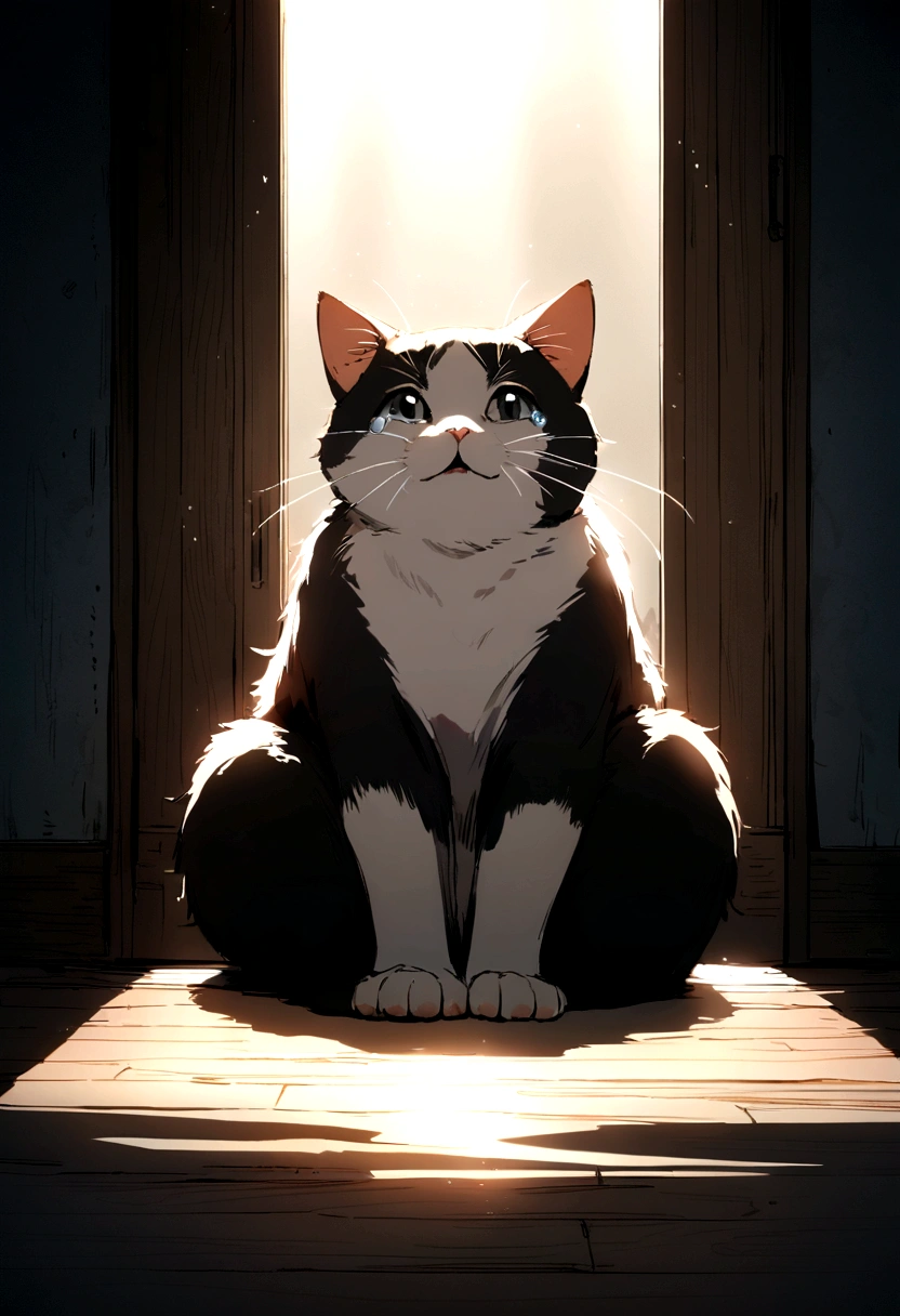 A cat that begs its owner for food while crying with both hands begging