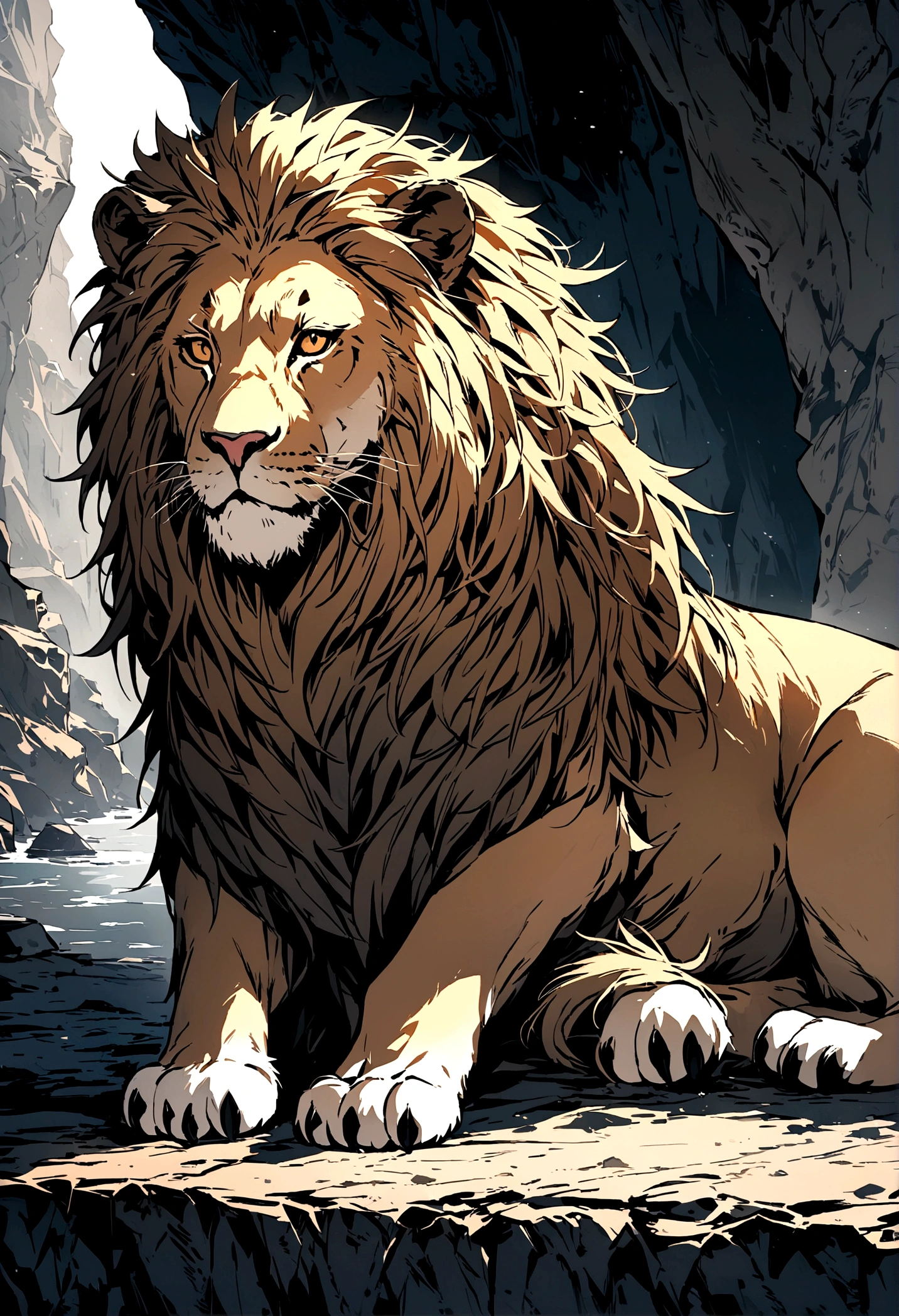 Group of lion sitting on cave 8k picture high