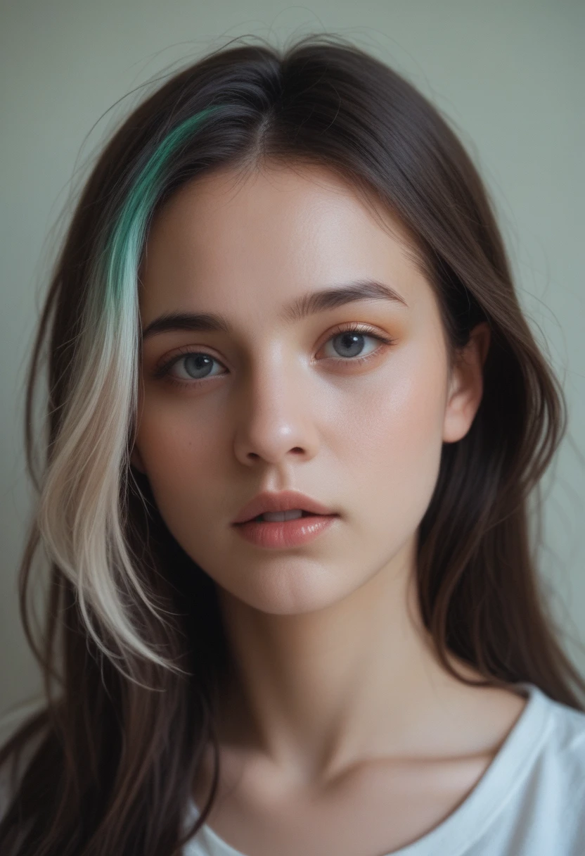 score_9,score_8_up,score_7_up,score_6_up BREAK source_real,raw,photo,realistic BREAK close up,Surreal,film photography aesthetic,young woman gazing upward,expression of contemplation,delicate facial features,soft natural lighting highlights cheekbones,eyes,and lips,warm skin tones against a dark backdrop,subtle interplay of shadow and light,high-contrast photography,hint of traditional film grain texture,fine details in the eyes and skin,minimalist aesthetic,no visible accessories,natural makeup,a moment captured mid-thought or mid-reverie,emotional depth conveyed through upward gaze and slightly parted lips,slight sheen on skin suggests warmth or humidity.,