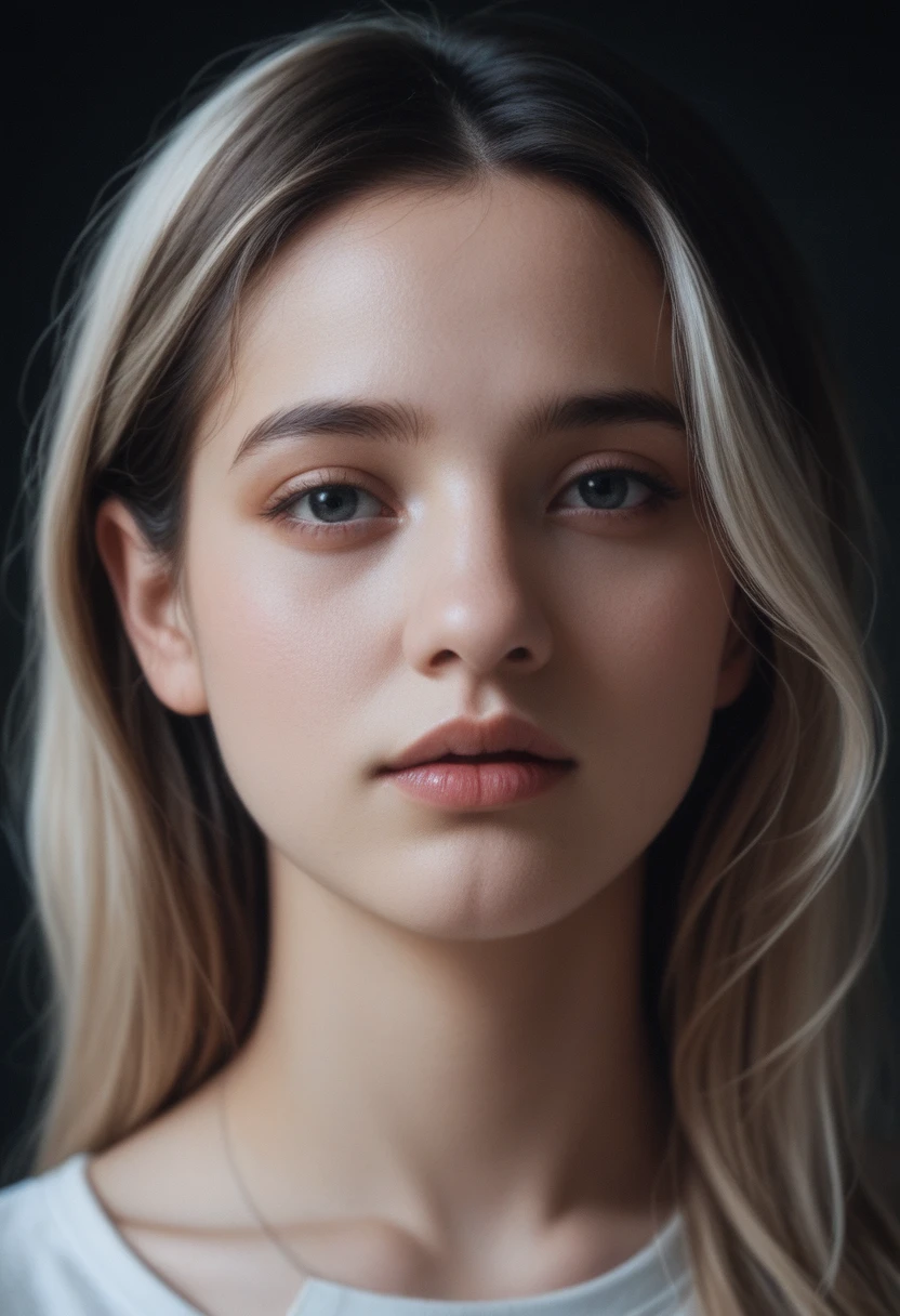 score_9,score_8_up,score_7_up,score_6_up BREAK source_real,raw,photo,realistic BREAK close up,Surreal,film photography aesthetic,young woman gazing upward,expression of contemplation,delicate facial features,soft natural lighting highlights cheekbones,eyes,and lips,warm skin tones against a dark backdrop,subtle interplay of shadow and light,high-contrast photography,hint of traditional film grain texture,fine details in the eyes and skin,minimalist aesthetic,no visible accessories,natural makeup,a moment captured mid-thought or mid-reverie,emotional depth conveyed through upward gaze and slightly parted lips,slight sheen on skin suggests warmth or humidity.,