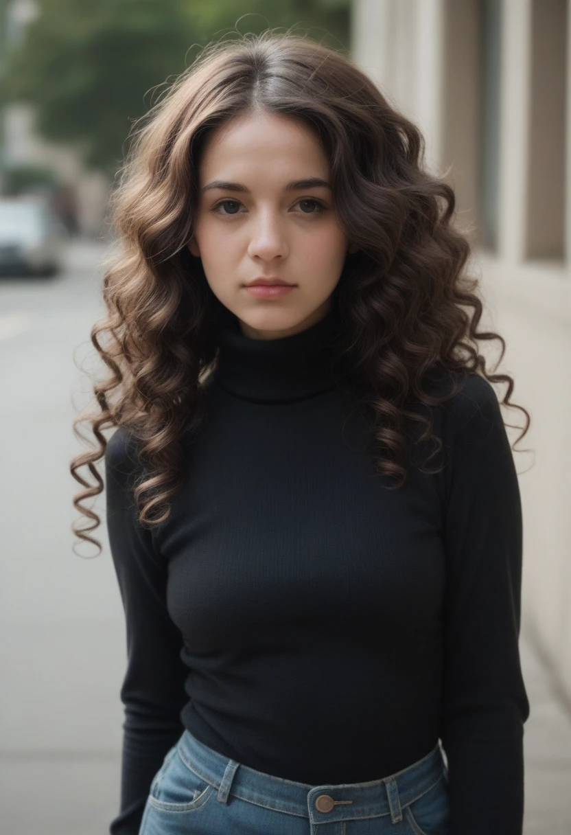 score_9,score_8_up,score_7_up,score_6_up BREAK source_real,raw,photo,realistic BREAK an woman,clean skin,wearing a black turtleneck sweater,soft hair,black long curly hair,looking at the camera,