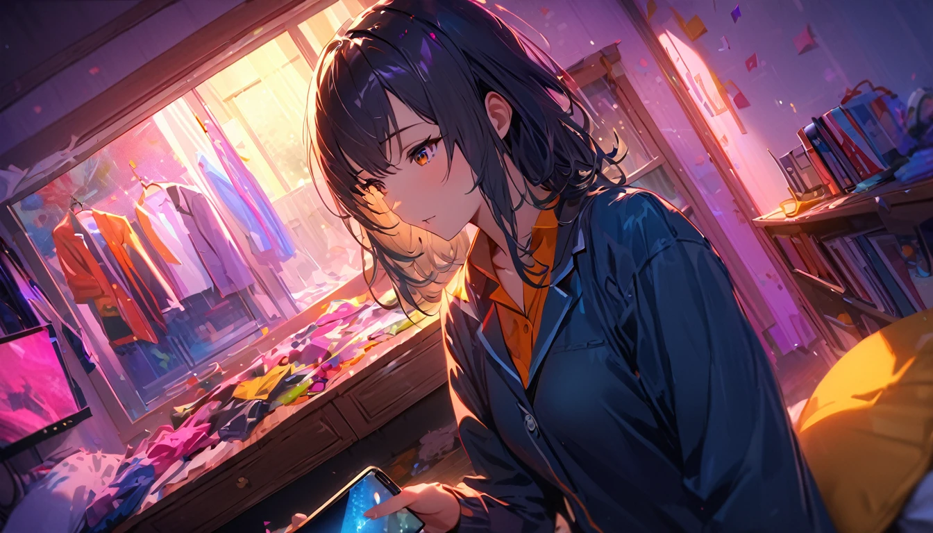 ager bedroom , messy room with cell phone ringing Blur the background, high school boy,shorth hair,drowsy,Glow effect,highest quallity, 4K, 8K, high resolution, work of art:1.2, very detailled, realisitic:1.37, high resolution, 超high resolution, ultra-fine painting, sharp focus, Physically based rendering, very detailled explanation, proffesional, swirly vibrant colors