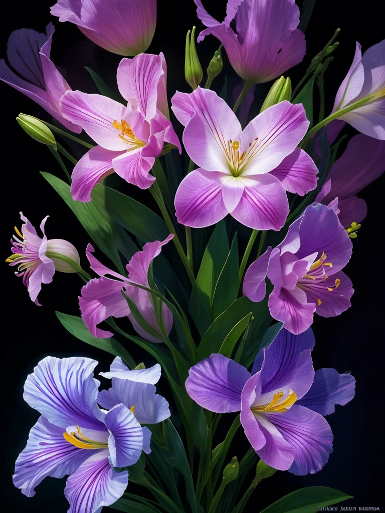 a close up of a flower with a heart shaped stem, glowing delicate flower, by Howard Butterworth, lily, lights with bloom, 🌺 cgsociety, by Ikuo Hirayama, by Luis Miranda, lily flower, photorealism ”, glowing iris, glowing flowers, beautiful lit, by Brian Thomas, by Carlos Berlanga, by Charles Billich
