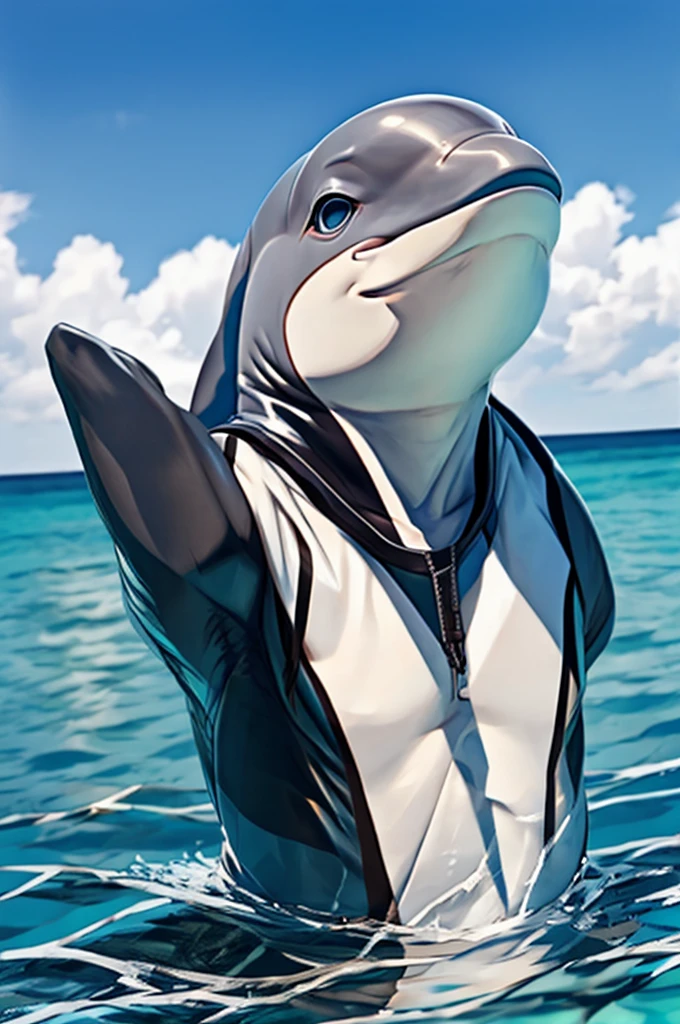 dolphin in water, erect dolphin penis, detailed, hyperrealistic