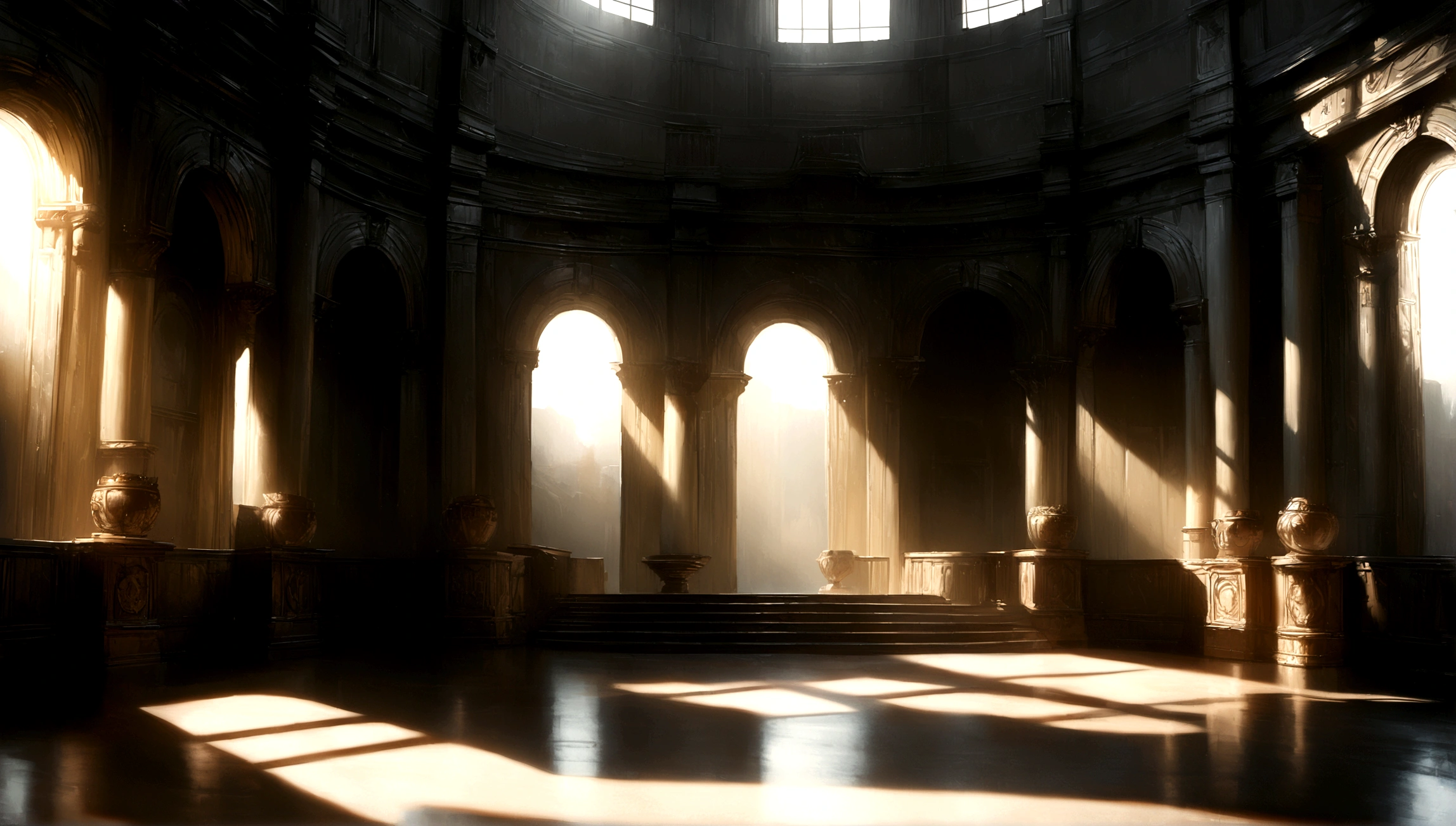 a serene and tranquil night scene in a stoic setting, detailed environment, cinematic lighting, dramatic shadows, soft colors, moody atmosphere, photorealistic, (best quality, 8k, high resolution, masterpiece: 1.2), ultra-detailed, (realistic, photorealistic , photorealistic: 1.37), cinematic lighting, dramatic shadows, soft colors, moody atmosphere. Roman palace, Marcus Aurelius.