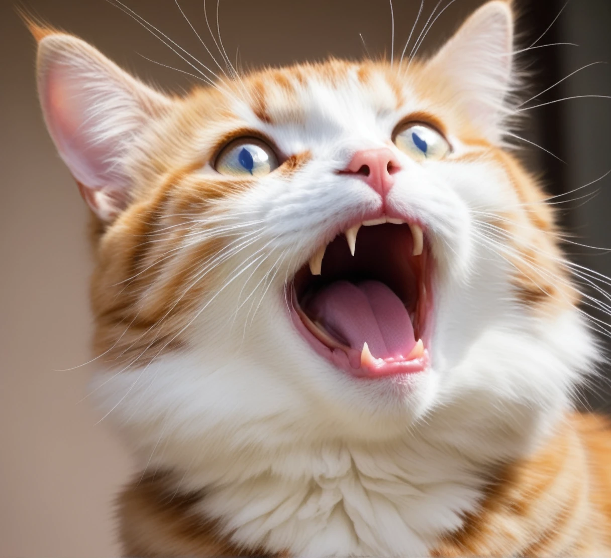a cute cat in hilarious shocking face