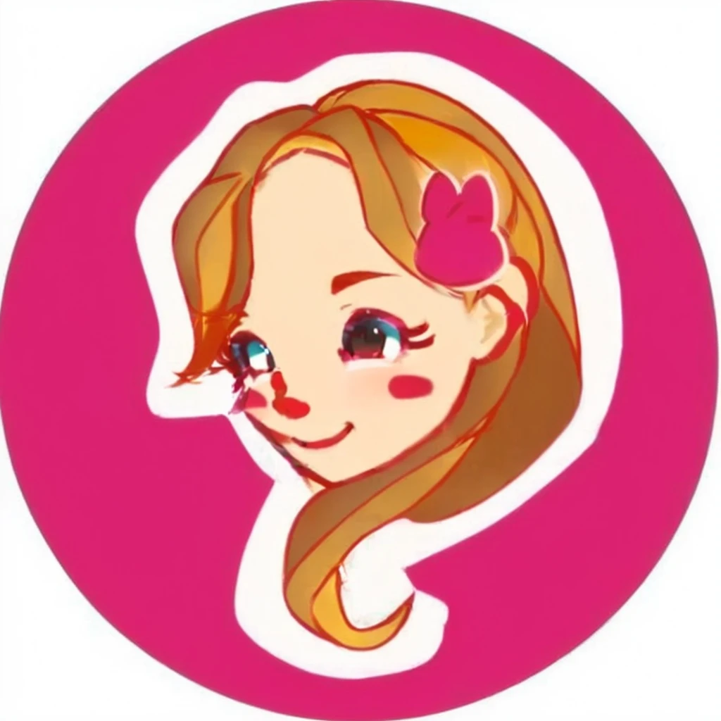 a close up of a cartoon girl with a pink bow in her hair, avatar for website, yami kawaii, anime style”, pink girl, chibi, pink face, pink iconic character, cartoonish cute, avatar with a blond hair, , cute anime face, glowing pink face, extremely cute anime girl face, pixvy, cooky, (pink colors)