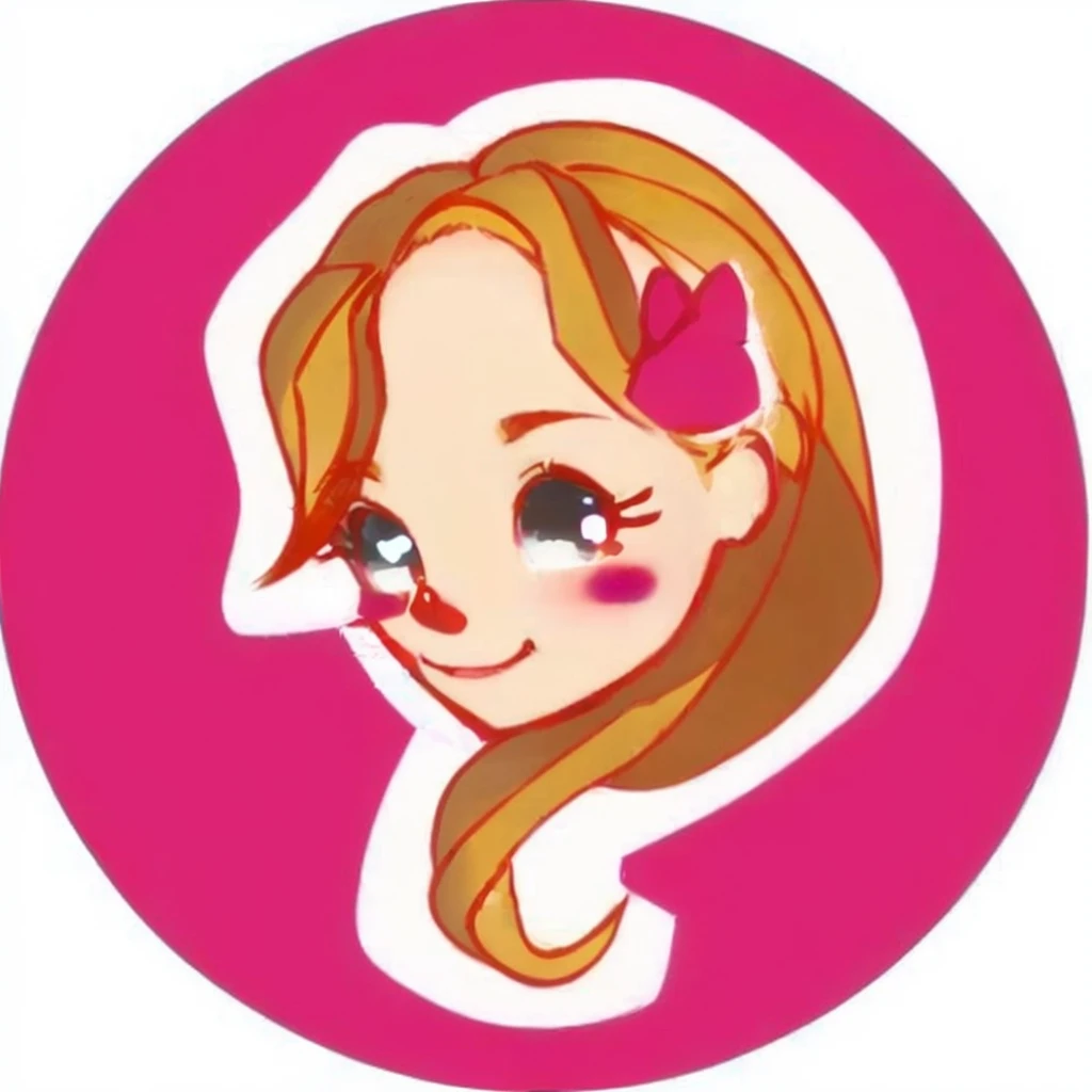 a close up of a cartoon girl with a pink bow in her hair, avatar for website, yami kawaii, anime style”, pink girl, chibi, pink face, pink iconic character, cartoonish cute, avatar with a blond hair, , cute anime face, glowing pink face, extremely cute anime girl face, pixvy, cooky, (pink colors)