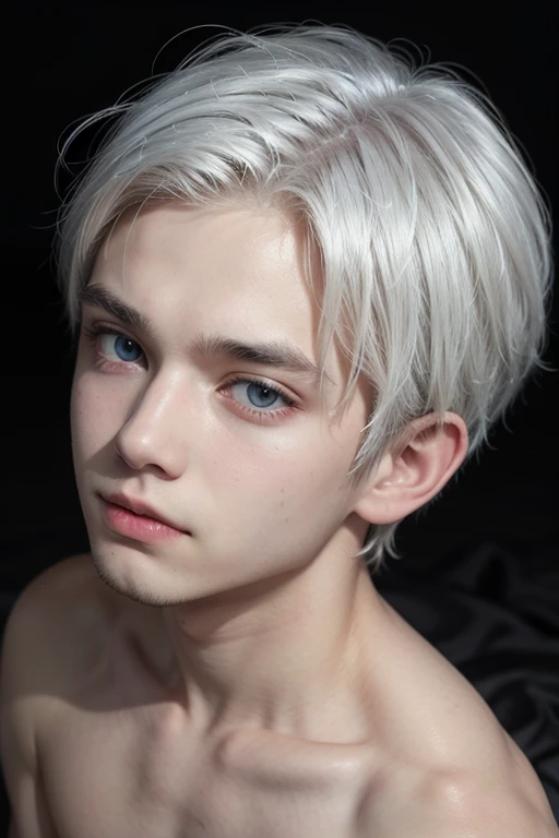 A boy with white hair