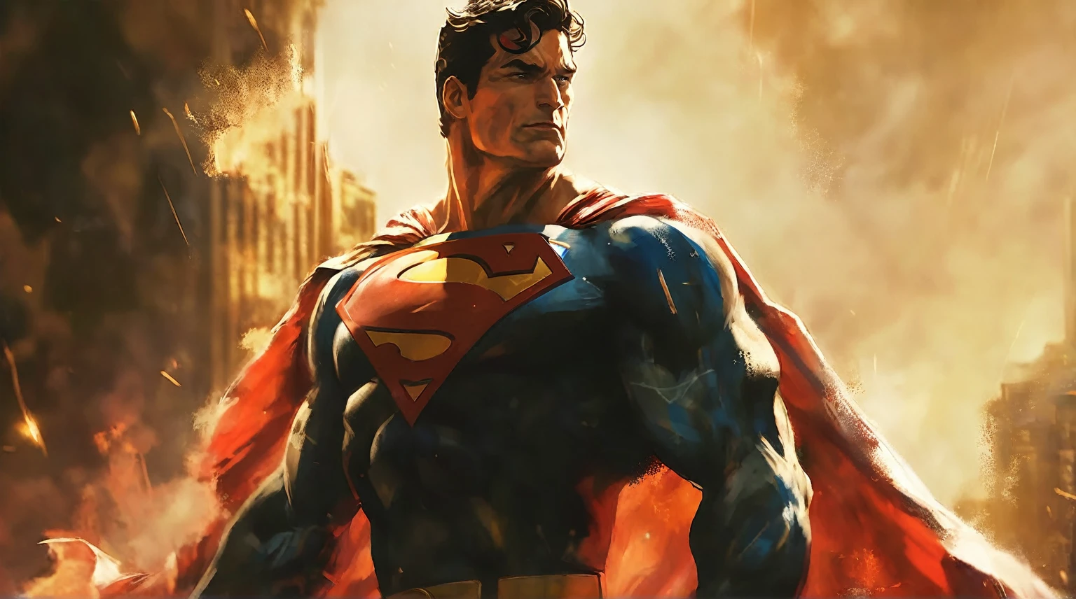 Make detailed superman and detailed venom fused with lots of details, detailed language, detailed look, detailed muscular body