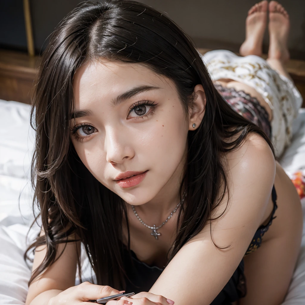 (msterpiece:1.3), (8k, RAW photo, best quality: 1.4), beautiful face, beautiful hairstyle, beautiful detailed eyes, beautiful skin, absurdres, attractive, ultra high res, highly detailed,NSFW, 2 girls in abandoned underground basement,vagina close up,necklace,arms behind back,evil smile, ultra detailed skin,Heavy makeup, flower hairpin,colorful patterned lace dress, dirty ground,on bed, exposed pussy,long hair,blood, vagina spurting blood,slim legs,knife,vaginal knife insertion,